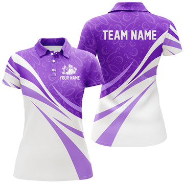 Women's White & Purple Camo Bowling Polo, Quarter Zip N8010