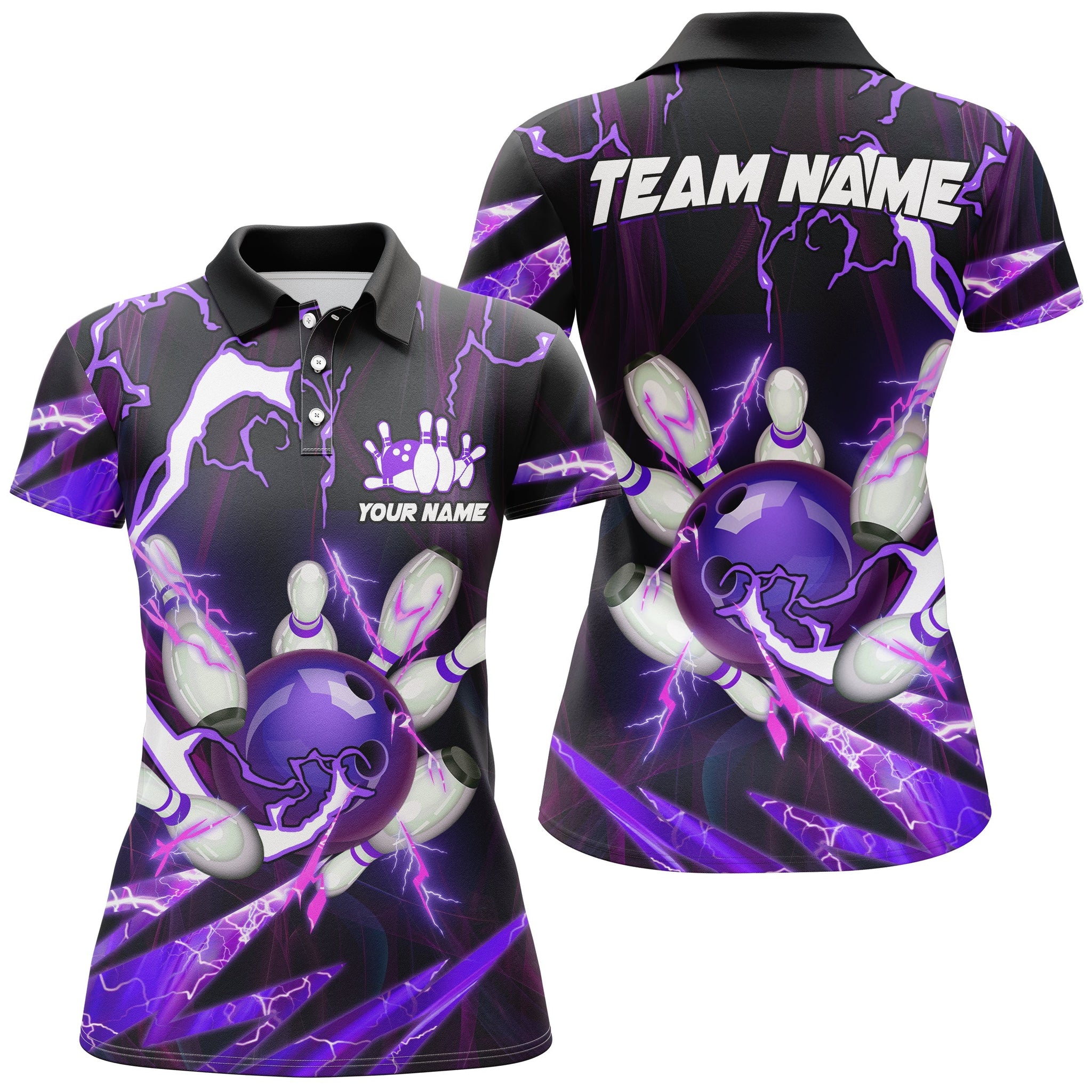 Custom Purple Bowling Polo Shirt for Women N6550