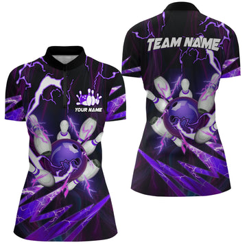 Custom Purple Bowling Quarter Zip Shirt for Women N6550