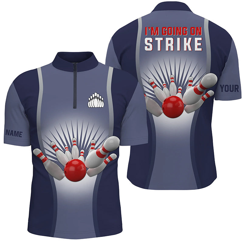 Custom Men's Bowling Quarter Zip Shirt - Blue N4667