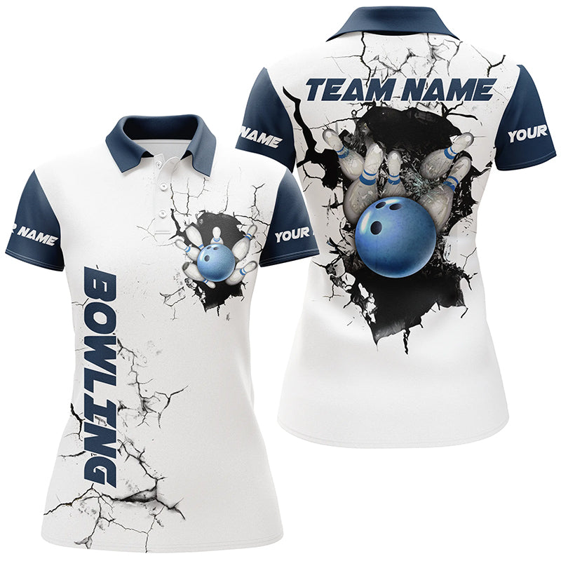 Women's Blue Bowling Polo Shirt - Custom Team Jersey N7270