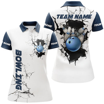 Women's Blue Bowling Polo Shirt - Custom Team Jersey N7270