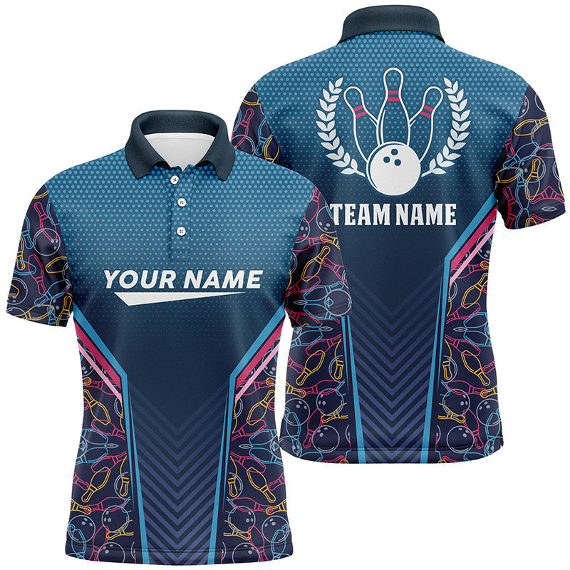 Men's Blue Camo Bowling Polo Shirt - Personalised Team Jersey N6832
