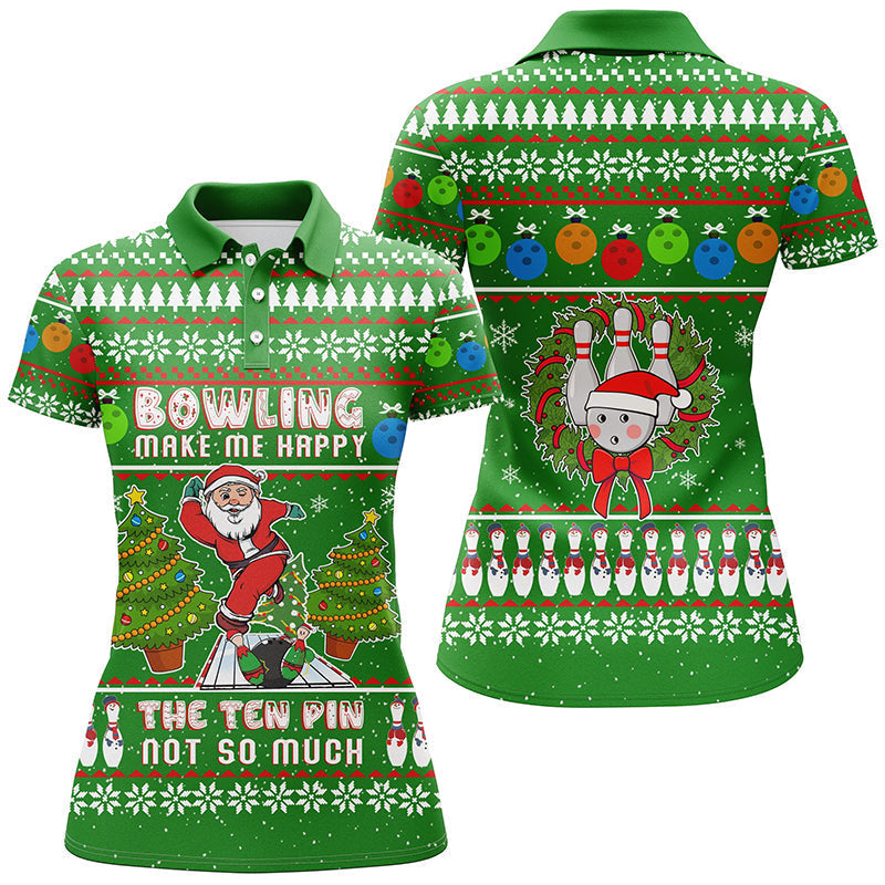Funny Christmas Santa Bowler Women's Polo Shirt N6836