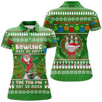 Funny Christmas Santa Bowler Women's Polo Shirt N6836