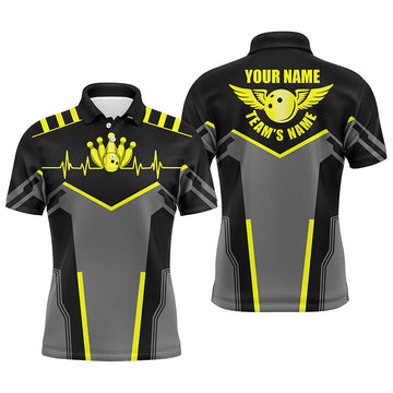 Men's Yellow Bowling Shirt - Custom Name & Team Design N4531