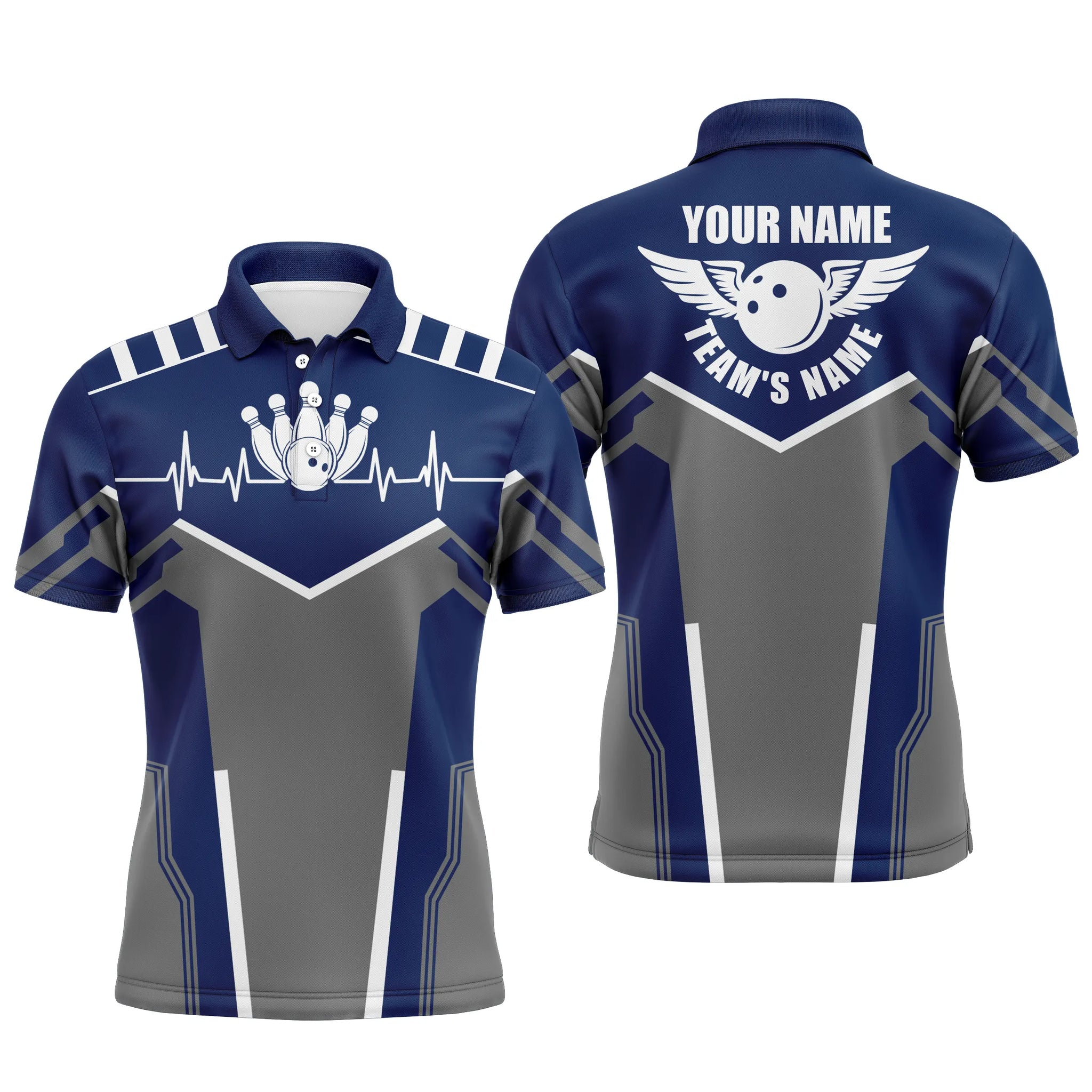 Custom Men's Bowling Polo Shirt | Navy Blue N4900