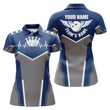 Women's Custom Bowling Polo Shirt - Navy Blue N4900