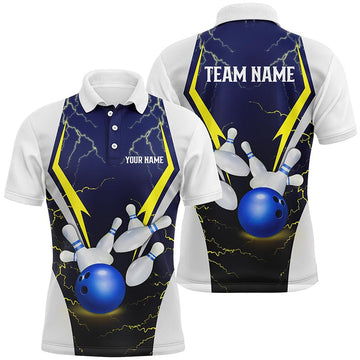 Men's Blue Thunder Bowling Polo Shirt N7455