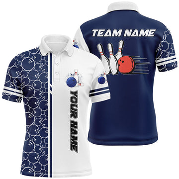 Men's Vintage Camo Bowling Polo Shirt - White/Blue N7467