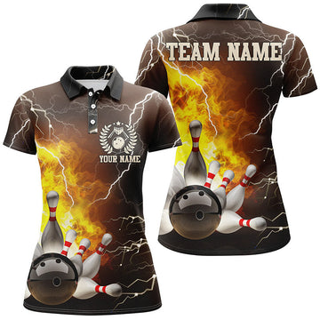 Women's Bowling Polo Shirt - Custom Flame Design N6150