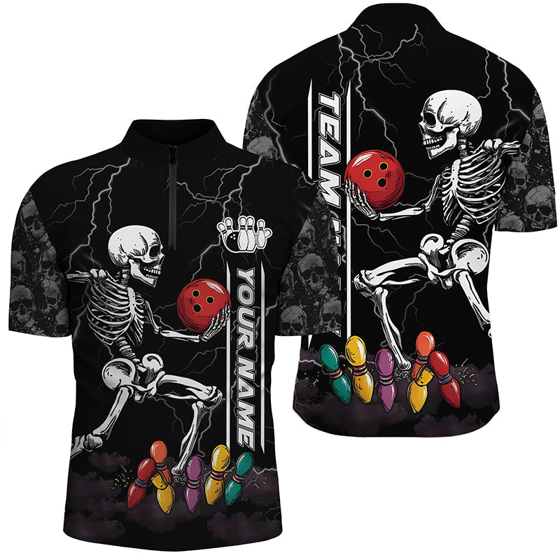 Black Funny Skull Bowling Men's Polo Shirt N8287
