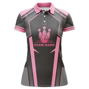 Custom Pink Short Sleeve Polo Bowling Shirt for Women N4747