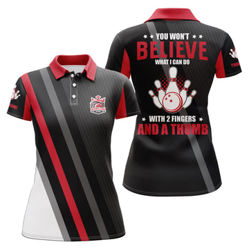 Red & Black Women's Bowling Polo Shirt N5286