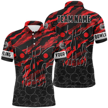 Men's Red Camo Bowling Polo Shirt - Custom Team Name N7321