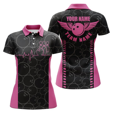 Personalised Pink Polo Shirt for Women - Bowling Team Design N5522