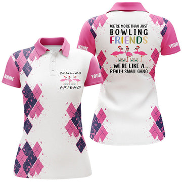 Women's Flamingo Bowling Polo Shirt - Custom Name N4424