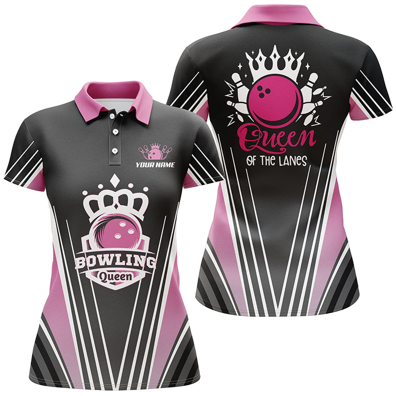 Custom Pink Short Sleeve Bowling Polo for Women N4607