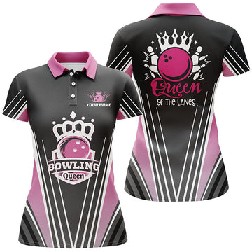 Custom Pink Short Sleeve Bowling Polo for Women N4607
