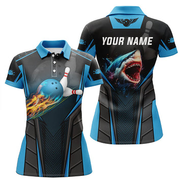 Custom Blue Shark Team Bowling Polo Shirt for Women N5336