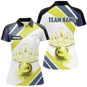 Lime Green Women's Bowling Polo Shirt - Custom Team Jersey N7534