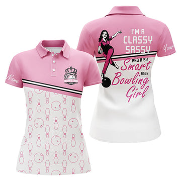 Custom Pink Women's Bowling Polo Shirt N5562