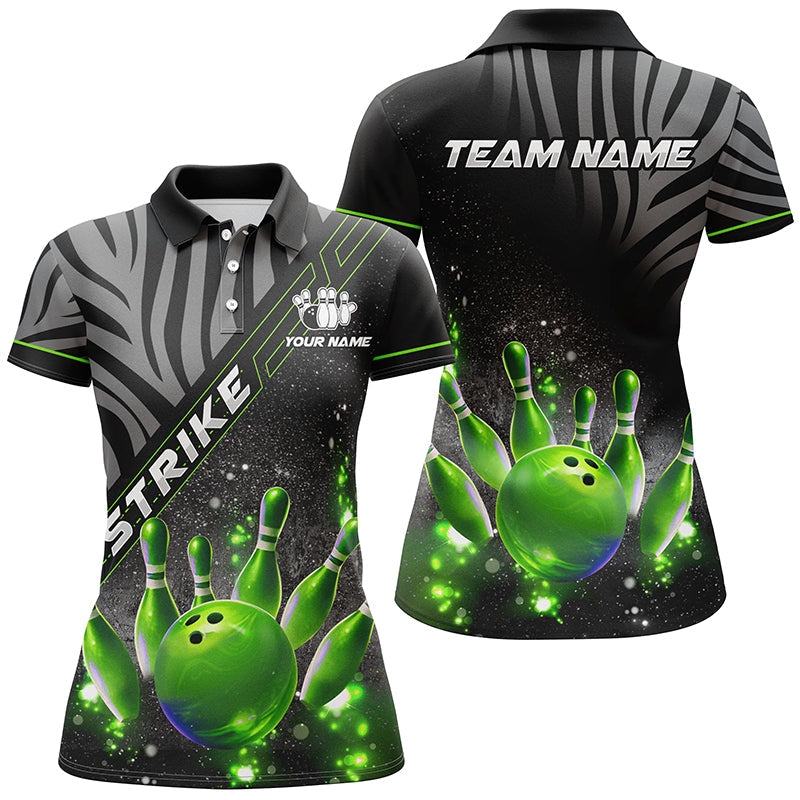 Custom Black Camo Glitter Women's Bowling Shirt N8342