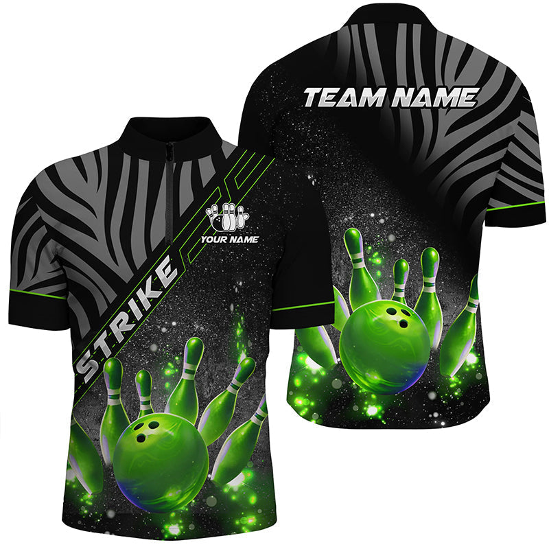 Custom Black Camo Glitter Bowling Shirt for Men N8342