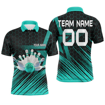 Turquoise Men's Custom 3D Bowling Polo Shirt N6224