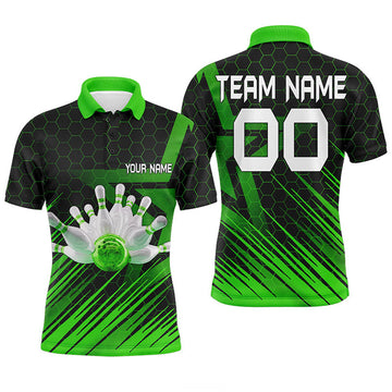 Men's Green 3D Bowling Team Polo Shirt N6225