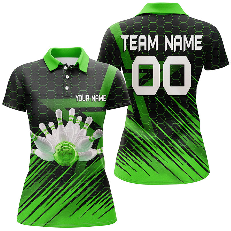 Women's Green 3D Bowling Polo Shirt N6225