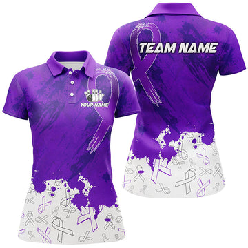 Custom Purple Ribbons Bowling Shirt for Women N8348