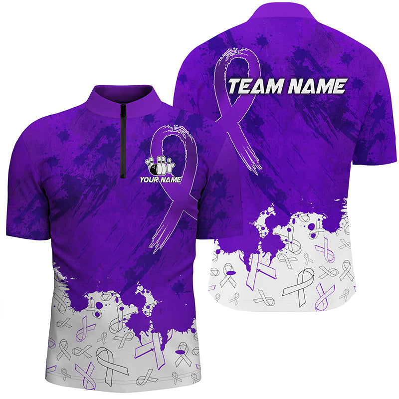 Custom Purple Ribbons Bowling Shirt for Men N8348
