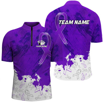 Custom Purple Ribbons Bowling Shirt for Men N8348