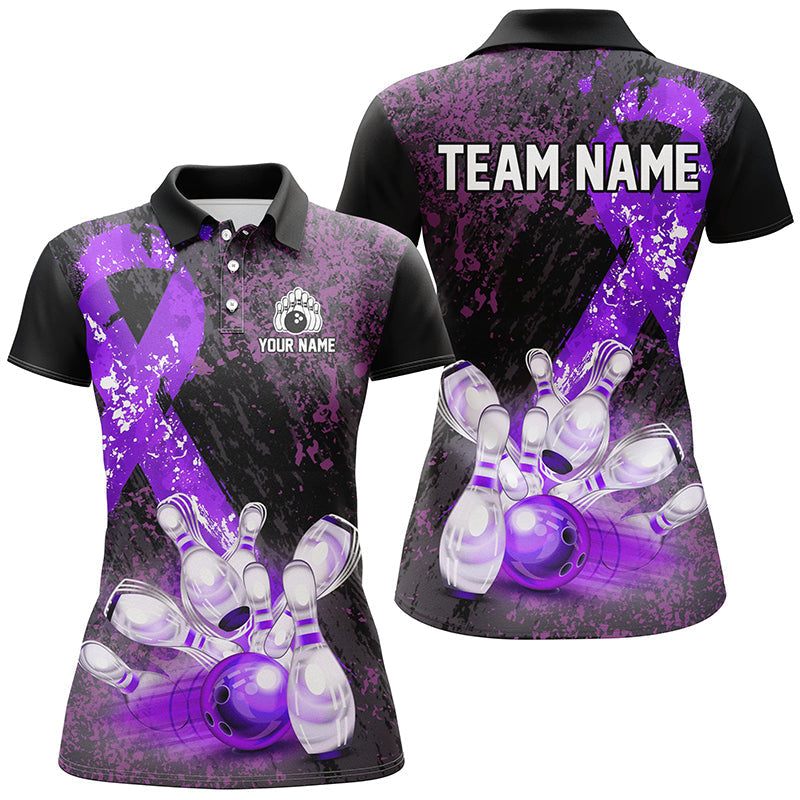 Custom Purple Grunge Bowling Shirts for Women N8353
