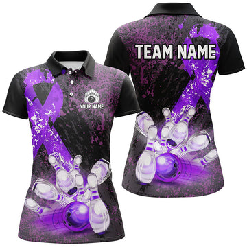 Custom Purple Grunge Bowling Shirts for Women N8353