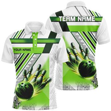 Men's Green & White Custom Bowling Shirts N7539