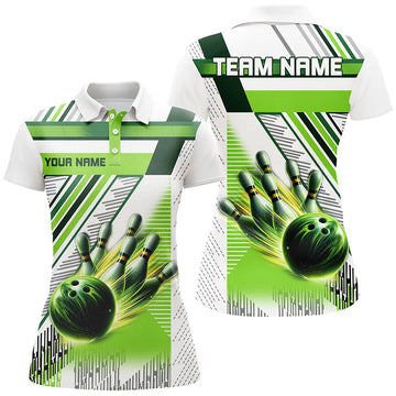 Women's Green & White Bowling Shirts - Custom Team Jerseys N7539
