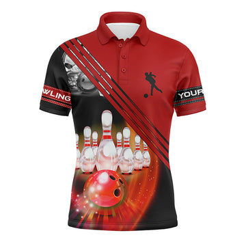 Men's Custom Red Bowling Team Shirt N4452