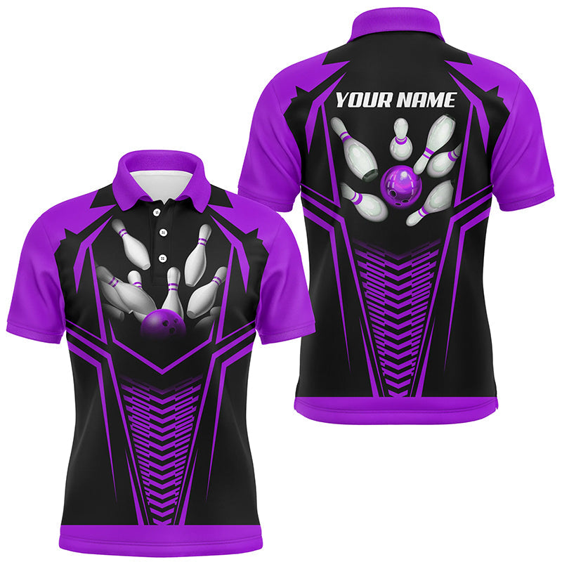 Men's Purple & Black Bowling Polo, Quarter Zip N8136