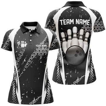 Black & White Retro Bowling Shirts for Women - Custom Team Jerseys N8371