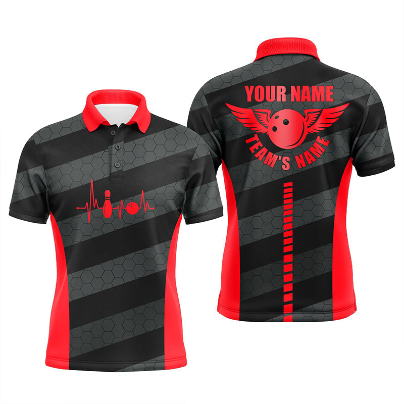 Red Bowling Polo Shirts for Men - Custom Team Jerseys N7219