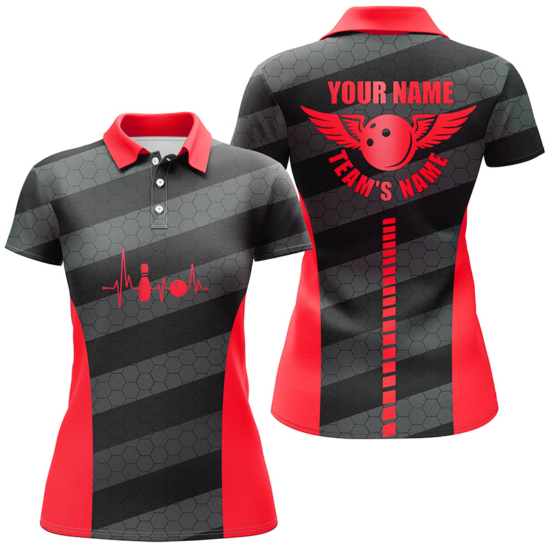 Women's Red Bowling Polo Shirt - Custom Team Jersey N7219