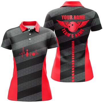 Women's Red Bowling Polo Shirt - Custom Team Jersey N7219