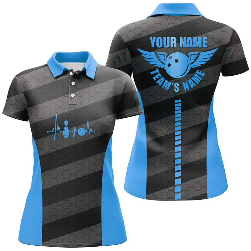 Women's Blue Bowling Polo Shirt - Custom Team Jersey N7220
