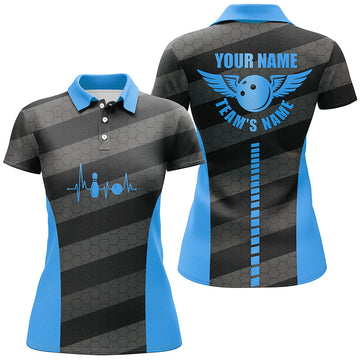 Women's Blue Bowling Polo Shirt - Custom Team Jersey N7220
