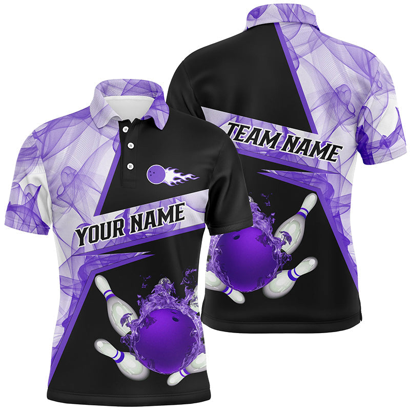 Men's Custom Purple Smoke Bowling Polo Shirt N7229