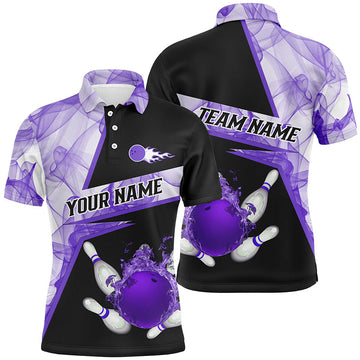 Men's Custom Purple Smoke Bowling Polo Shirt N7229