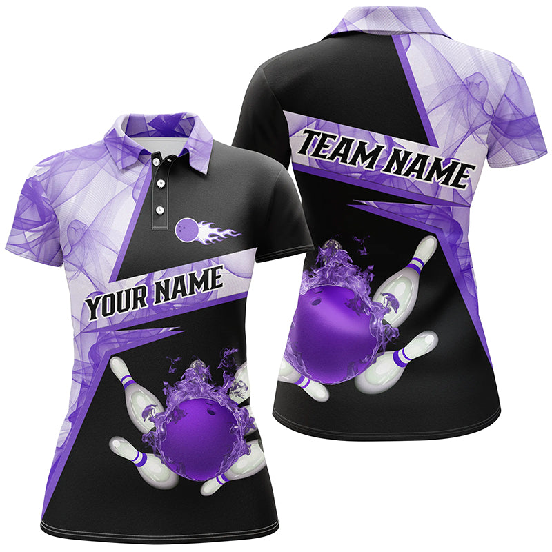 Women's Custom Purple Smoke Bowling Polo Shirt N7229