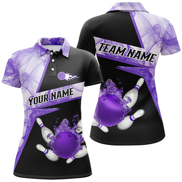 Women's Custom Purple Smoke Bowling Polo Shirt N7229